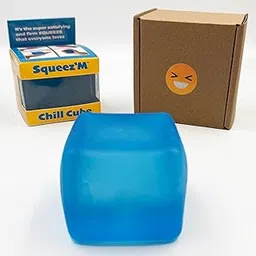 Squishy Sensory Squeeze Toy - Stress Fidget Cube for Kids and Adults, Relief from Anxiety While improving Focus and Concentration (One Blue Cube)-picture-19