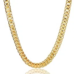 fashion frill 18K MICRO PLATED Golden Neck Chain For Boys & Mens |Gold Plated |Interlink Neck |Necklace Chains |Stylish |Locket|Fancy Design image 1