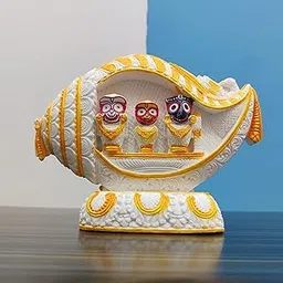 Loyal Kart Lord Jagannath, Balaram, Subhadra Wooden Idol White Shankh murti jagannath murti(White, Marbel)-picture-18