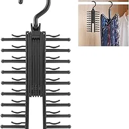 ZIBUYU® Hanger for Tie Organizer Wardrobe Neckties Hanger with Anti-Slip Clip for 20 Ties Bow Ties Hanger Organizer for Ties, Bowties, Belts, Scarves, 360° Rotation Design-image-22