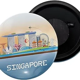 Fridge Magnet Blue Singapore Glossy Finish Design Pack of 1 (58mm)-picture-35