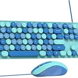 Dr Luxur Mysterio Wired Typewriter Style Keyboard and Mouse Combo, 104 Keys, 2.4 GHz, Colourful Round Keycaps, for Windows, Mac, PC, Laptop, Desktop (Pink) (Mint Green)-image-15