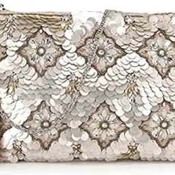 anekaant Ghoomar Pastel Pink & Champagne Zari Polycotton Floral Embellished Sling Bag image 1