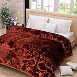 DEILYVERY Double Bed Mink Blanket King Size Heavy Winter Mink Soft AC Room Fleece All Weather Warm Blanket - Brown, Skin Friendly-picture-27