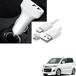 Auto Addict 2 Ports Fast Car Charger with C-Type Cable(Turbo Charger,Dual USB) for Maruti Suzuki Wagonr Stingray-picture-10