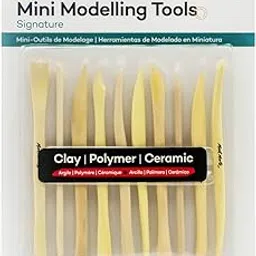 Mont Marte Boxwood Mini Clay Modeling Tools 10 Piece. Set of 10 Double Ended Pieces Providing 20 Clay Modeling Tools. Suitable for Cutting Carving and Smoothing Clay image 1
