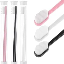 Joyzzz Micro Nano Manual Toothbrushes, 15 Packs Ultra Soft Bristled Adult Toothbrush, Extra Soft Toothbrush for Pregnant Women, Elderly, Adult, Kid, Braces and Gum Recessions (Black, White, Pink) image 1