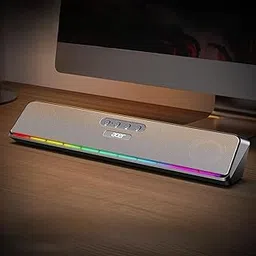 TRENDIVIBE Radio Link Computer Speaker Desktop RGB Soundbar HiFi Bass Cabled Cordless FS W Black A-image-0
