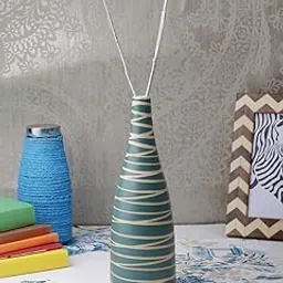 VarEesha Hand-Made Green Matt CRIS Cross 10 Inch Ceramic Vase| Flower Vase| Pampas Grass Vase| Ceramic Vase| Bottle Vase| Home Decor Centrepiece| Table Decor Showpiece| Ceramic Flower Pot-image-1