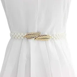 1 Pcs Women's Pearl Waist Chain Belt Adjustable Decorative Belt Hollowed Waist Belts-image-1