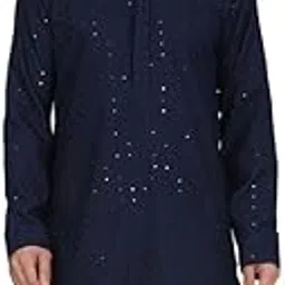 kraft india Men's Cotton Embroidered Chikankari Sequined Kurta Only-picture-15