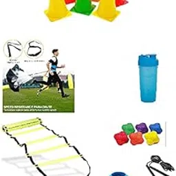 Nan-X Agility Training Combo Kit | School Model Agility Combo Kit with Agility Ladder with 10 Rungs, Speed Parachute, Mini Soccer Disc Cone and Other Items-picture-53