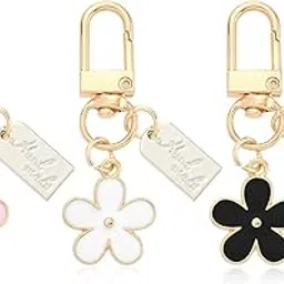 Cute Keychain, 3Pcs Daisy Bag Charms for Women Handbags, Floral Key Chains for Women, Cartoon Plant Flower Keychain Cute, Zinc Alloy Bag Accessories-image-11