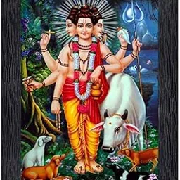 pnf Poster n Frames Lord Dattatreya Wooden Photo Frame With Acrylic Sheet For Worship/Pooja|Daily Worship Routine|Home Wall & Decoration(Multicolour,6x8inch)-20437-image-2
