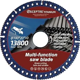 SCEPTRE 100mm Angle Grinder Cutter Disc – Multi-Purpose Cutting Blade for Marble, Steel, Tile, PVC & Rubber | Dry Cut Saw Blade | 13800 RPM Durable Grinding Wheel (Blue)-picture-11