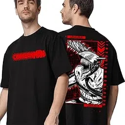 legasus Chainsaw Men Anime Oversize Drop Shoulder Graphic Anime Printed Black T-Shirt for Men-picture-35