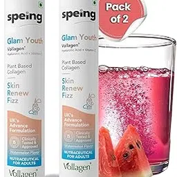 Speing Glam Youth Skin Radiance Tablets I Plant Based Collagen I Effervescent Tablets with Hyaluronic Acid, Vitamin C I Skin Renew for Women & Men I Watermelon Flavor, 15 Tablets each (Pack of 2)-picture-27
