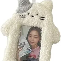 Photocard Holder Keychain, White Cat Design ID Card Holder, Cute Photo Card Keychain for School Travel Everyday Use, Durable Polyester 8x13cm-image-18