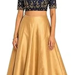 mrugneni Floor Length Silk Blend A-Line Skirt, Side Zip Closure-picture-14