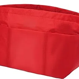 Vercord Handbag Purse Tote Pocketbook Organizer Insert Zipper Closure 11 Pockets Red Medium-picture-27