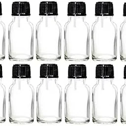 15 ml Clear/Transparent Round Empty Glass Bottle + Euro Dropper + Black Cap (Pack Of 12) Refillable, Leak Proof For Essential Oils, Diy Perfumes-picture-56