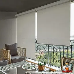 HIPPO Customize Roller Blinds | Roller Blinds For Outdoor Balcony Hdpe Fabric Sun Protection & Rain Water Protection Light Filtering Upto 90% Medium Blockage Blinds - Pack Of 1 Pc-image-52