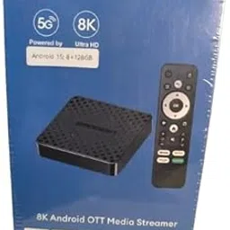 NTMY Android TV Box, 8K Ultra HD Resolution, 8GB/128GB Wi-Fi, HDMI, 8K Media Streamer Full Voice Control with Remote Control Smart Box All OTT Media Support image 1