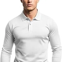zeodra fashion Classic Long Sleeve Polo Shirt, Navy Blue, Cotton Blend-picture-42