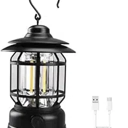 MONKTRIL ® LED Camping Light Retro Style Lighting Battery Type-c Rechargeable Dimmable Tent Lamp Outdoor Portable Waterproof Lanterns Lightweight for Courtyard Hiking Power Outages Emergency-picture-50