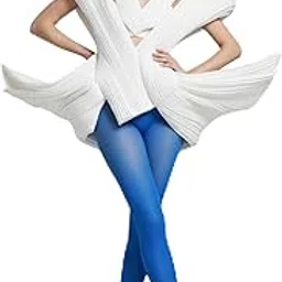 totka Blue Opaque Stockings Tights XL | Comfortable, Breathable, High-Stretch Nylon Spandex Anti-Tear High-Waist Blue Pantyhose for Women | Pair with Tops/Dresses/Shorts | Pantyhose Tights for Women-picture-39