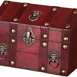 ECOMISTIQ®Pirate Treasure Chest Solid Wood for Women Vintage Design Storage Box Red|Home & Garden | Furniture | Trunks & Chests-image-62