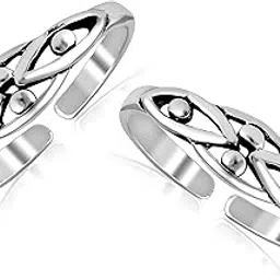 Silver Style Women's 925 Sterling-Silver Jewellery Cutwork Fancy Design Toe-Ring-image-21