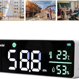 Decibel Meter, Wall Hanging Sound Level Meter, Noise Decibel Meter, 3 in 1 Noise Temperature Humidity Meter, 30 to 130dB Range, with 11in Large LED Display Screen, for Classroom-picture-49
