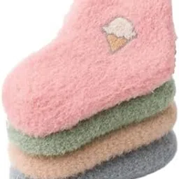 Baby socks 0-6 Months Fuzzy Winter – Woolen Infant Newborn Socks – Soft, Warm, Cozy Winter Socks for Baby Boys & Girls Pack of 4-image-8