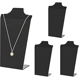 Premium Acrylic Necklace Display Stand – 4 Piece Black Jewelry Easel Set for Photography, Store Display & Home Organization | Professional Necklace Holder for Showcasing Chains-picture-25