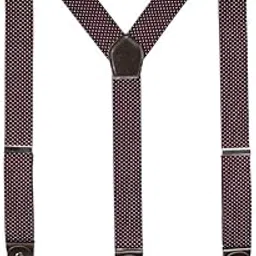 Men's Y Back Elastic Suspenders with 3 Metal Clips Wine Red Printed Adjustable Braces-image-5