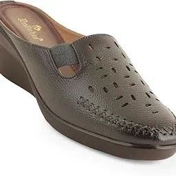 dollphin Women Leather Wedge Heel Back Open Mules Slip on Fashion Leaser Cut Design RP-1703-picture-40