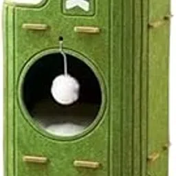 MERISHOPP Felt Cat House 3 Story Multifunctional for Indoor Cats Kittens Cat Furniture Green image 1