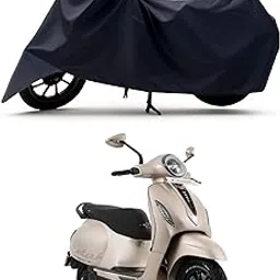 RS ENGLAND - All Season Protection Bike Cover for Bajaj Chetak 3501 Electric Scooter Scooty Bike Cover with Water-Resistant and Dust Proof Premium 190T Fabric_Grey Stripe-picture-16