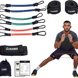 ALIVEZ STRENGTH & CONDITIONS BAND Neoprene-Nylon-Latex Speed and Strength Exercise Leg Resistance Improve Speed and Agility Bands Tube Set Available for All Ages 7+ and Abilities (Blue)-image-19