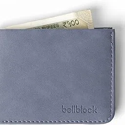 bellblock Bifold Minimal Wallet for Men | Slim Handcrafted Mens Wallet | with Sim, Mobile Pin & Hidden Extra Card Slots | Vegan Leather | Steel Blue (Pack of 1)-picture-41