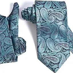 Amelia Black Teal Designer Tie For Men | Neck Tie for Men with Pocket Square | Microfiber Tie Set for Men-picture-37