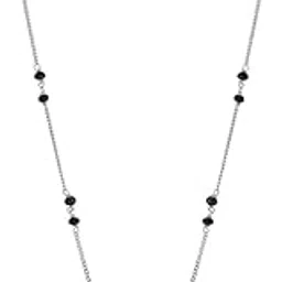vanbelle Womens 925 Sterling Silver & Black Toned Cz Studded Rhodhium Plated Circular Mangalsutra-picture-11