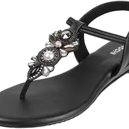 mochi Women Faux Leather Embellished Slingback Casual Sandals-picture-28