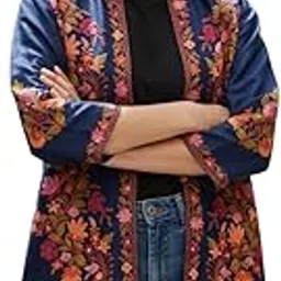 Kashmiri Silk Jacket for Women with Kashmiri Charming Embroidery-image-5