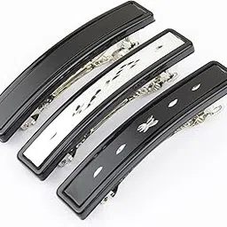 (Pack of 3) Back clips hair clips for women accessories for hair, hair clutches for women, hair clips for girls stylish women hair accessories for women stylish clips - Silver Design-image-43