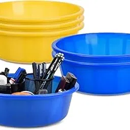 Homestic Pack of 6 Desk Organizer | Stationery Organizer | Multipurpose Storage Organizer | Office Supplies for Pen-Pencil-Staplers | Desktop Organizer | 6 LTR | Yellow & Blue-image-45