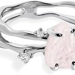 inaree Authentic Moonstone Ring for Women | Amethyst, Rose Quartz, Black Obsidian Ring Flow/Real 925 Sterling Silver | 18k Rose and Yellow Gold Raw Crystal Rings for Women/Genuine Gemstone Jewelry-picture-50