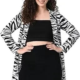 iuga Women's Long Black & White Geometric Print Shrug-picture-44