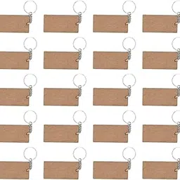 Nivara 20 Pieces MDF Wood Keychain Blanks | Rectangle Wooden Cutouts with Keychain Rings for DIY Projects and Crafts | Suitable for Gifts | 3mm | (2 x 3 inch)-picture-49